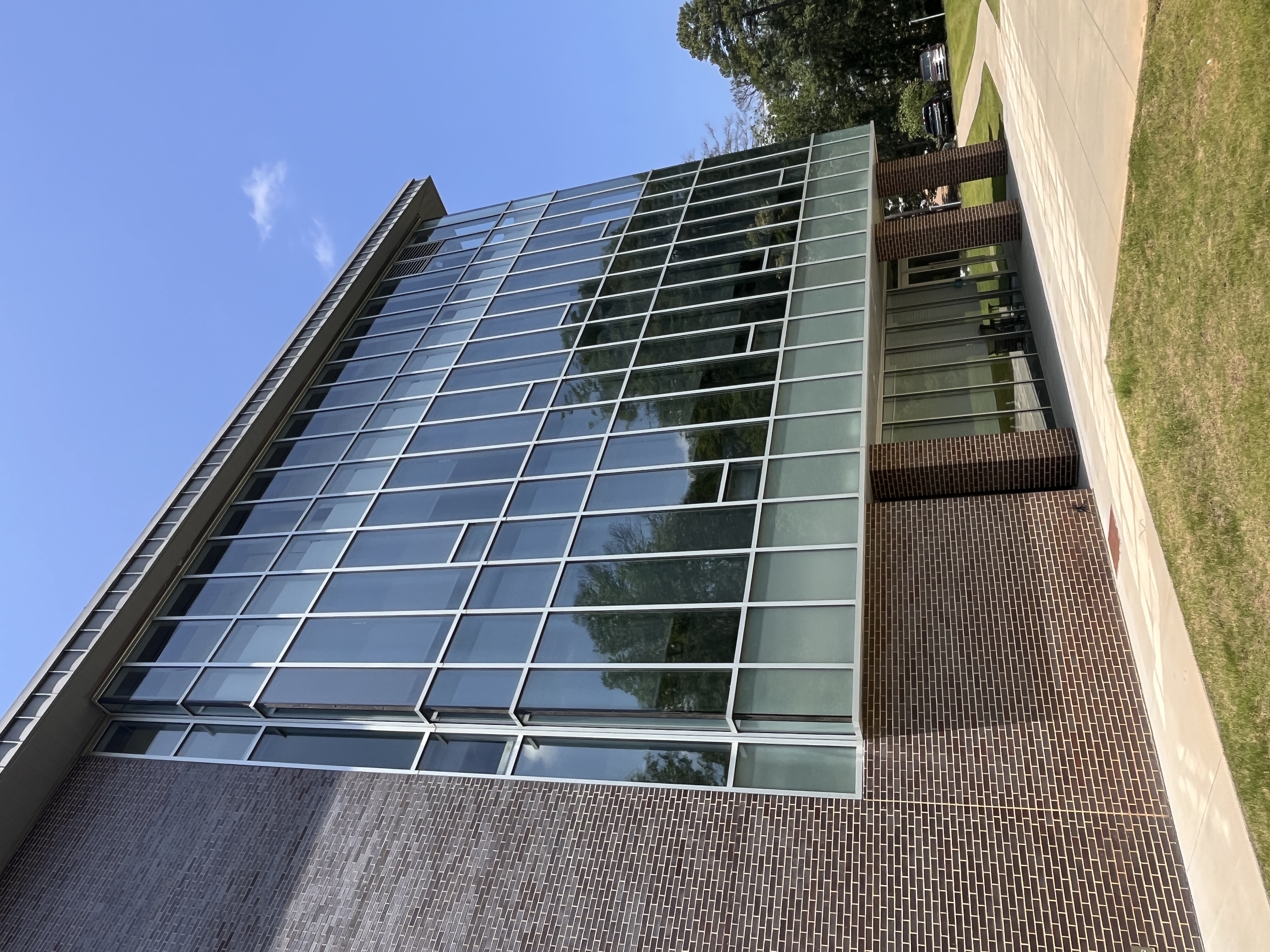 A drone cleaning a multi story building