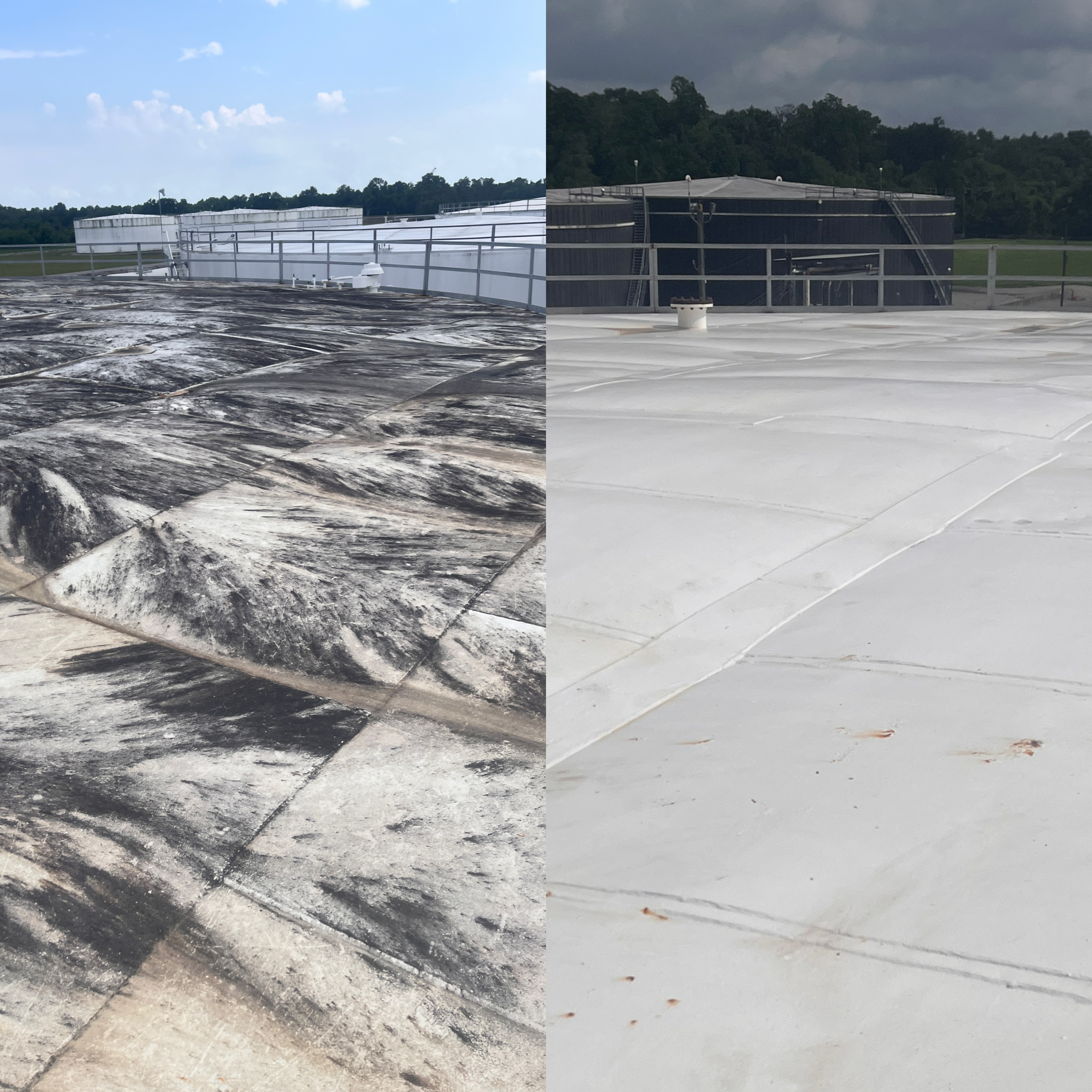 A drone cleaning a commercial building